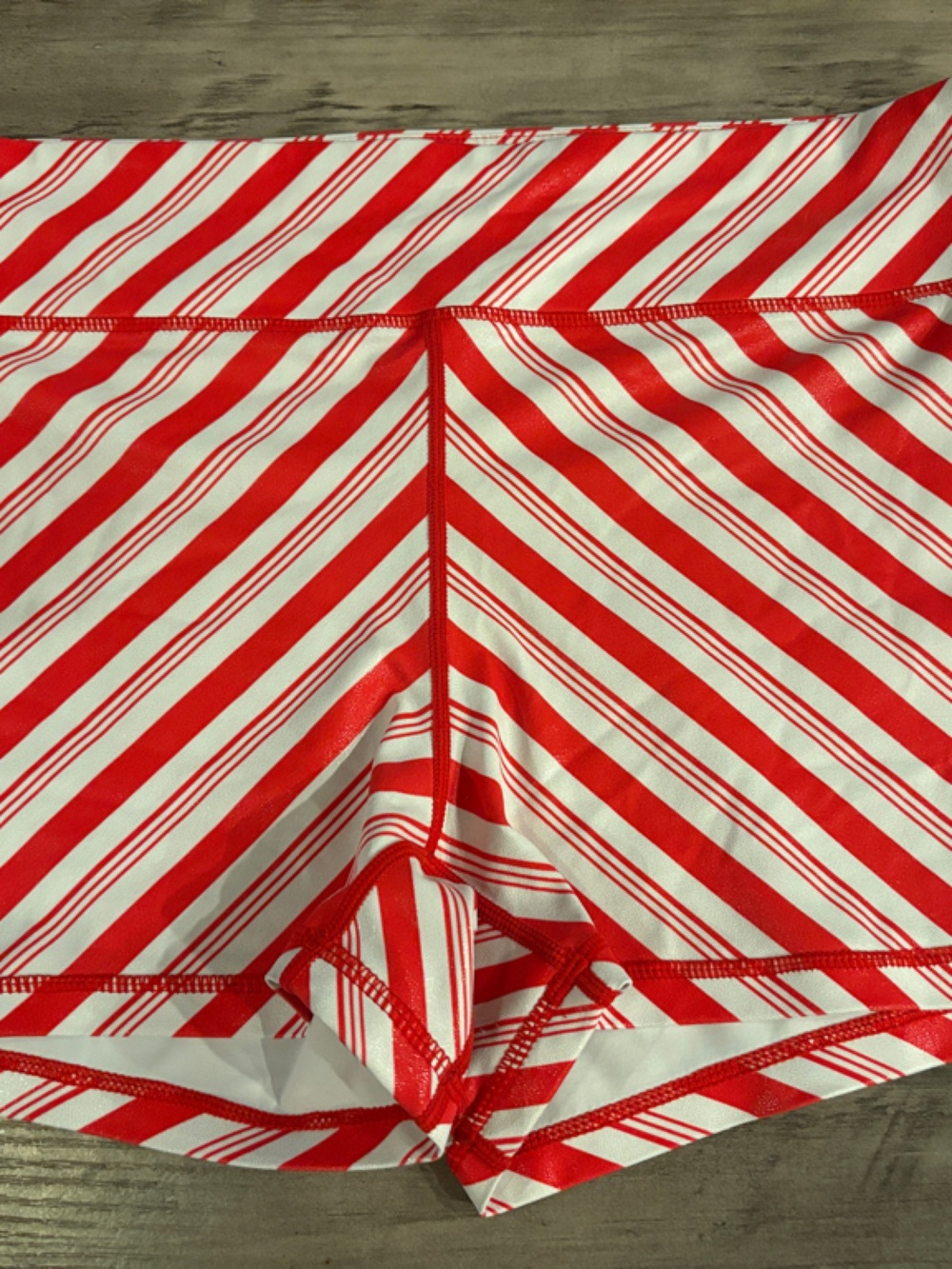 Women's Red and White Striped Athletic Shorts